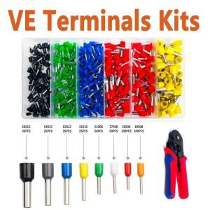 200-1900Pcs 전기 튜브 페룰 절연 터미널 VE 관형 압착 단자 와이어 케이블 커넥터