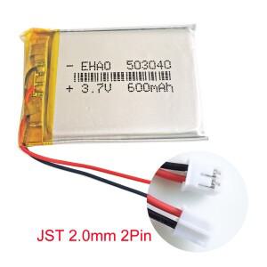 3.7V 600mAh 503040 Lipo 폴리머 리튬 충전식 배터리 JST PH 2.0mm 2Pin MP3 GPS DVD 블루투스 레코더 전자