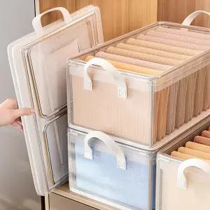 [1+1+1] 클린메쉬 접이식 철제 투명 리빙박스 세척가능 수납정리함 26L