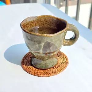 [골드스마일]잎새머그잔 잎사귀문양 전통찻잔 쌍화찻잔 핸드메이드