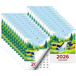 24피스 미니 스티커 달력 필 자동차 사무실 가정용 디자인 월간 냉장고 2026 자연 앤 트럭 접착 캘린더 노트북 스틱 작은 자동 명함 풍경