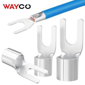 50피스 포크 압착 단자 전기 와이어 커넥터 M3 M4 M5 비절연 U 형 실버 도금 황동 스페이드매트 카펫 러그