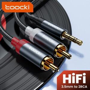 Toocki RCA 케이블  3.5mm 잭-2 Aux 오디오 3.5mm-2RCA 수 어댑터 스플리터  TV 박스 애플 호환 스피커 와