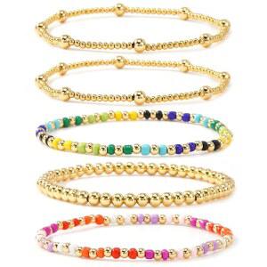 보잔티움 골드 비즈 여성용 스타킹 스터퍼 세트 보잔티 도금 볼 크리스탈 팔찌 스택 컬러풀 헤이시 클레이 주얼리 크리스마스 선물