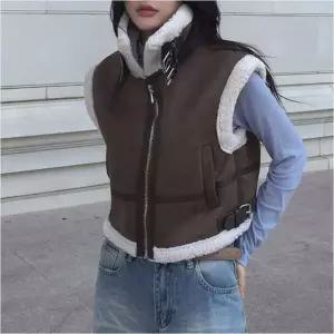 겨울 무스탕조끼 여자 안감 3컬러 인조양털 하이넥