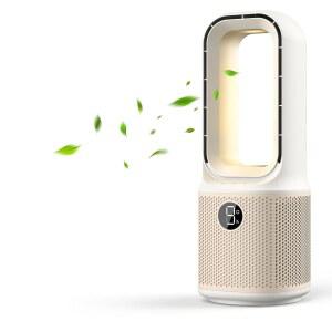 미스비 책상 선풍기 소형 조용하고, 13인치 블레이드리스 테이블 선풍기, 강력한 공기 흐름을 위한 9가지 속도, 야간 조명과 타이머가 있는 70 진동 침실, 사무실, 나이트스탠드용 데스크탑 냉각