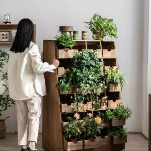 원예수납장 다목적 테라스 랙 원목 서랍장 거실 식물장