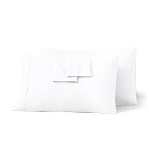 퀸 베개 케이스 세트 2-100% 이집트 코튼 600 스레드 카운트 화이트 20 x 30 인치, 봉투 잠금이 있는 부드럽고 피부 친화적이며 호텔 품질의 침대용 커버