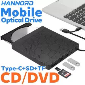 CD롬 플레이어 Hannord CDDVD 드 외장형 -RW ROM USB 30 -C 5in1 슬림 휴대용 리더 버너 SD TF 슬롯