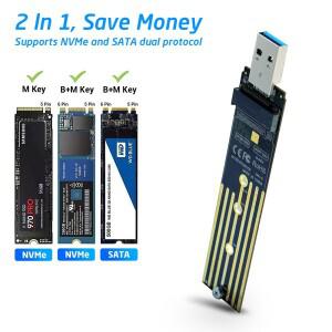 M.2-USB 어댑터 듀얼 프로토콜 SSD 보드 M.2 NVME PCIe NGFF SATA 카드 지원 2230 2242 NVME/SATA RTL9210B