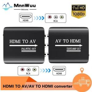 MnnWuu HDMI to AV RCA CVSB L/R 비디오 어댑터 박스 지원 NTSC PAL 출력 1080P 변환기 HD