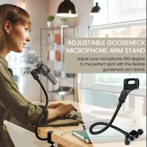 호환 마이크 스탠드 메탈 테이블 클램프 클립 포함 360도 조절식 구즈넥 유니버설 데스크 암 팟캐스트용