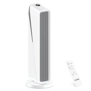 대형 객실용 이지키 공간 히터, 24인치 전기 실내 1500W 세라믹 PTC 공기 정화 필터 타워 80 광각 스윙 타이머, 과열 및 낙하 방지, 흰색