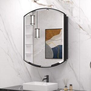 거울이 있는 Keonjinn 블랙 메디신 캐비닛 24 u201D x 30 u201D, 금속 프레임 벽 캐비닛과 베벨드 미러, 욕실용 표면 마운트 또는 오목한 캐비닛, 수납 공간이 욕실 거울