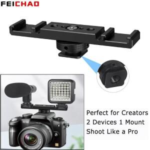 호환 듀얼 콜드슈 마운트 브래킷 1/4 ARRI (캐논  소니 DSLR 카메라용) LED 조명 마이크 라이브 스트리밍