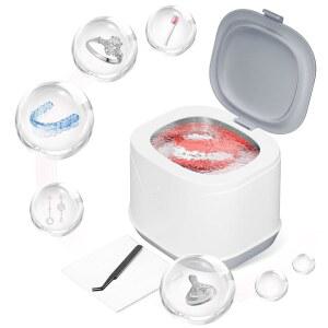 롤웨이 리테이너 클리너, 46kHz 220ML 원터치 컨트롤, 마우스 가드용 딥 클리닝, 브레이스, 보이지 않는 얼라이너, 틀니, 주얼리(화이트)