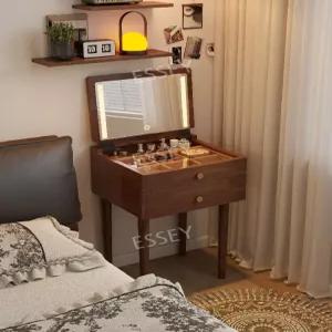 소형화장대 안방화장대 20대여성 월넛 의자 조립형 서랍화장대 코너