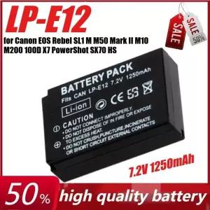 EOS Rebel SL1 M M50 Mark II M10 M200 100D X7 파워샷 SX70 HS 카메라용 7.2V 1250mAh LP-E12 배터리