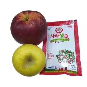 문경 사과 착즙 100 생통째로 갈아만든 동산마루농장 사과즙 120ml (50포)