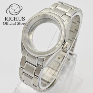 [호환품]RICHUS 38mm 실버 스테인레스 스틸 사파이어 크리스탈 시계 케이스 NH34 ETA2824 PT5000 Miyota82