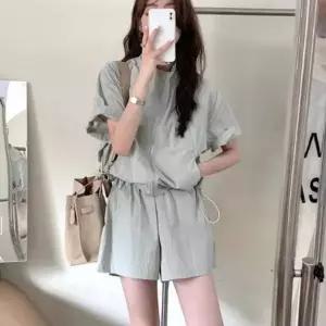 여성 여름 아노락 집업 반팔 쇼츠 반바지 트레이닝 세트