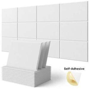 방음 어쿠스틱 패널 벽 스티커  소음 차단 문짝 침실 폼 흰색 6 팩 30x40x0.9cm