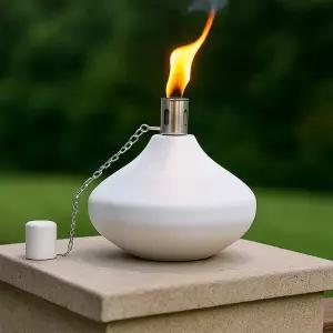 야외 파티오 데크용 세라픽 30온스 시트로넬라 토치 캔들 - 대형 테이블탑 스테인리스 스틸 버너 흰색(2개