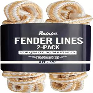 레이니어 서플라이코 보트 펜더 라인 - 2팩 범퍼 로프 도크 6피트 x 3/8인치 프리미엄 더블 브레이드