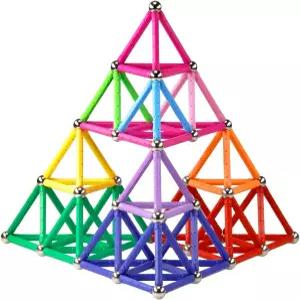 엘롱디 마그네틱 빌딩 블록 [132개] 길이가 긴 스틱 세트 자석 스템 장난감 무독성 3D 퍼즐 소년 및