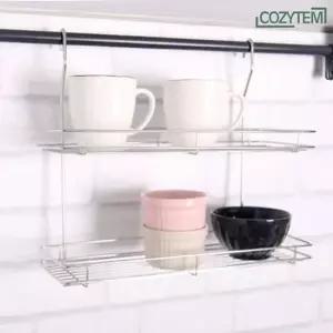 코지템 디베르 주방걸이형 철제선반 2단 싱크대 걸이형 컵 정리대