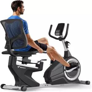 MERACH 가정용 좌식 운동 자전거 시니어 및 경량 상업용 고급 스마트 블루투스 전용 앱 지원 자기장 LCD