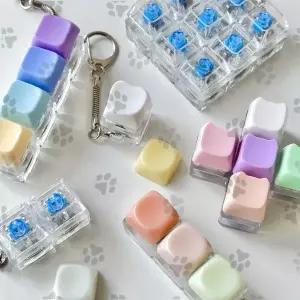 기계식키보드 청축 키캡 키링 투명 아크릴 미니키보드 키홀더 가방장식 휴대용 액세서리