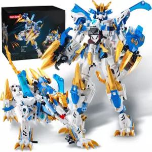 티올로우 화이트 타이거 2 in 1 메치 빌딩 블록 세트 어른용 변신 액션 피규어 장난감 동물 로봇 키트 8세