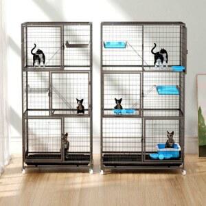 고양이 대형 케 펜스 애완 하우스 고양이케 출입문 않으며 투명 애견호텔장 흰색