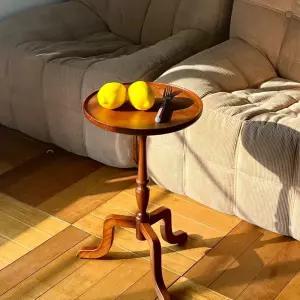 엔틱 원목 미니 사이드 테이블 협탁 월넛 원형 소파 선반 티