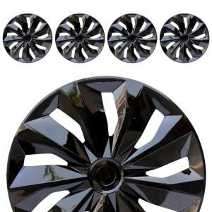 허브캡 휠 커버 교체 R16 사이즈 유니버설 핏 스틸 림 캡 대부분의 자동차 트럭 세단 SUV용 ABS 타이어 - 4 16인치 블랙 세트