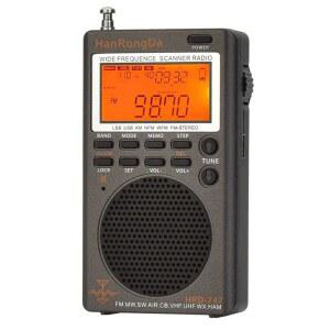HRD-747 SSB 단파 라디오 FM MW SW CB AIR VHF UBD WX 광대역 수신기(NOAA 경보 및 슬립 타이머 포함), 시계 및 9.7피트 와이어 안테나 포함 한롱다 FM 스테레오 충전식 디지털 라디오