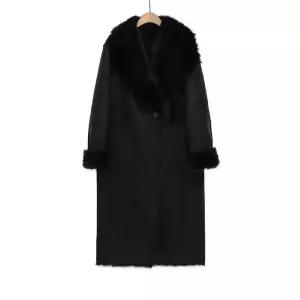 깜도리 여자 키작녀 가죽 자켓 겨울 양면 코트 꾹4