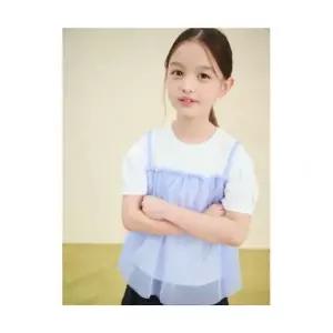 빈폴 키즈 BI5465G05Q [러블리 빙키 걸즈] 반소매 샤 뷔스티에 블라우스 스카이 블루 906327