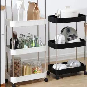 세탁실 틈새 수납장 이동식 3단 트롤리 바퀴달린 욕실 트레이 보관함