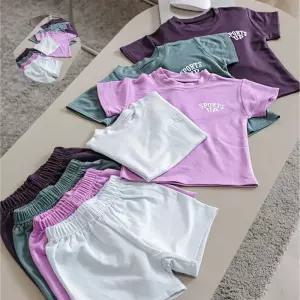 (제스트)여름 데일리 유아동 상하 반바지 세트 이지웨어 반팔