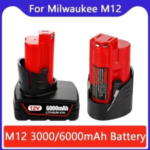 밀워키 M12 XC 무선 도구용 12V 배터리 3Ah 6Ah 충전식 48-11-2402 MIL-12A-LI