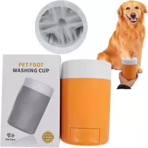 우루주오 애완동물 발 클리너 컵 개를 위한 세척기 진흙 모든 크기의 개 보호 키트 오렌지
