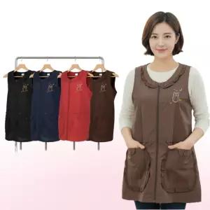 부엉이 지퍼 자수 식당 쟈크 어린이집 조끼형 빅사이즈 앞치마