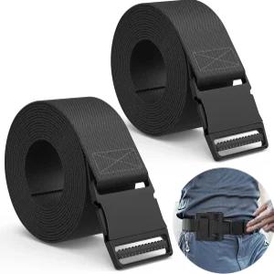 허리 팬과 셔츠 클립 팬을 고정하기 위한 2팩 엑스트라 롱 블랙 얇은 나일론 공구 벨트 - 핸즈프리 냉각을