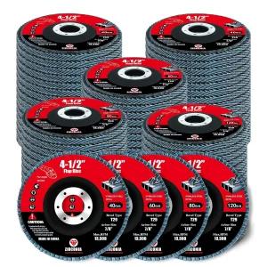 그릿엘라이트 60팩 플랩 디스크 4개 1개/2개 앵글 그라인더용 40개/60개/80개/120개 29형 지르코니아