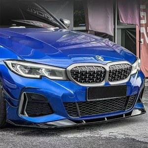 BMW 3 G20 G21 320i 330i M340i M 팩 2019- 에어 벤트 카나드 안개 램프 바디 키트 튜닝 ABS 용 앞 범퍼 스플리터