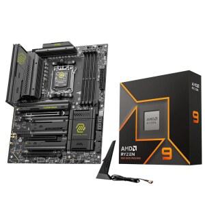 마이크로 센터 AMD Ryzen 9 9900X CPU 프로세서와 MSI MAG X870E 토마호크 WiFi ATX 마더보드(DDR5, PCIe 5.0 x16, M.2 Gen5, Wi-Fi 7, 5G LAN)