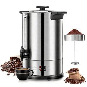 CTJ 커머셜 커피 항아리 100컵 메이커 기계 스테인리스 퍼콜레이트 온수 15L / 4갤런 대용량 디스펜서 커피, 차, 물용 필터 /탈부착 가능