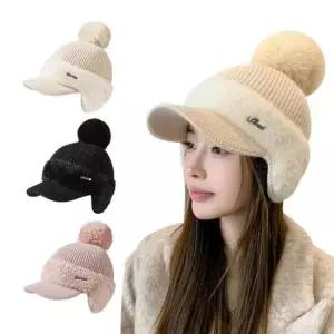 [라일리] Rly 왕방울 니트 귀달이모자 겨울 방한 귀도리 군밤모  44670221)